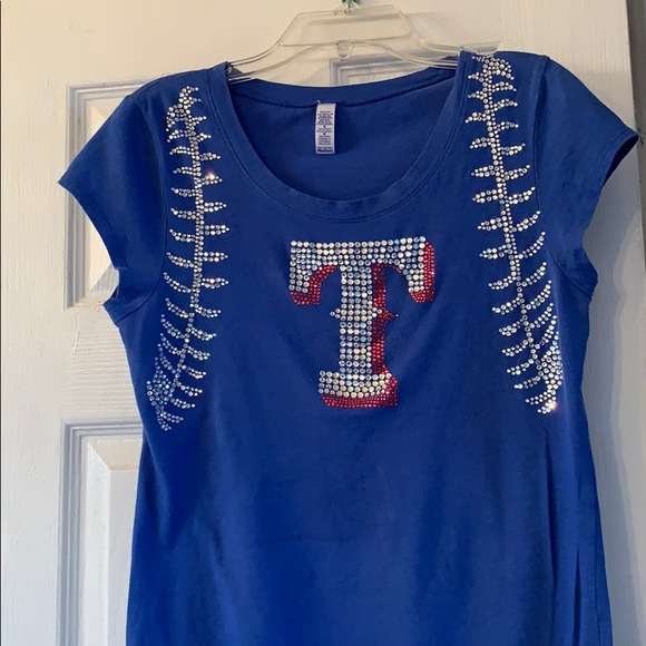 ⭐️WORLD SERIES CHAMPION TEXAS RANGERS CUSTOM BLING SHIRT ❤️🙌 🥳 - Picture 6 of 7